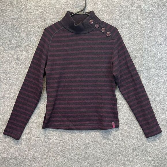 MOUNTAIN HARDWEAR Sweater Women's Medium Purple Sevina Wool Blend Stripe Hiking - Picture 2 of 13